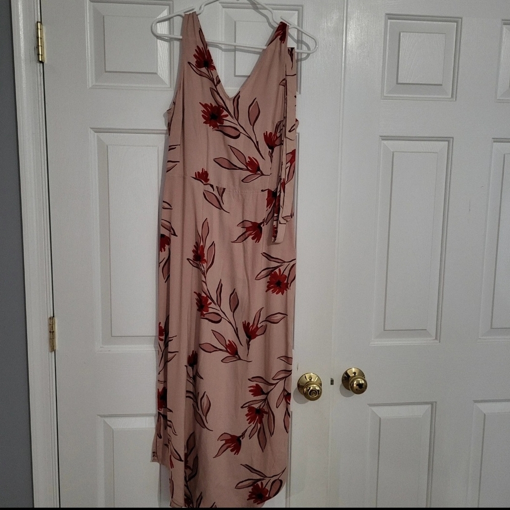 🛍a new day Blush Maxi Dress with Red Floral Print